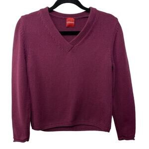 Olsen Long Sleeve V Neck‎ Knitted Sweater Pullover Burgundy Red Womens Wool  6